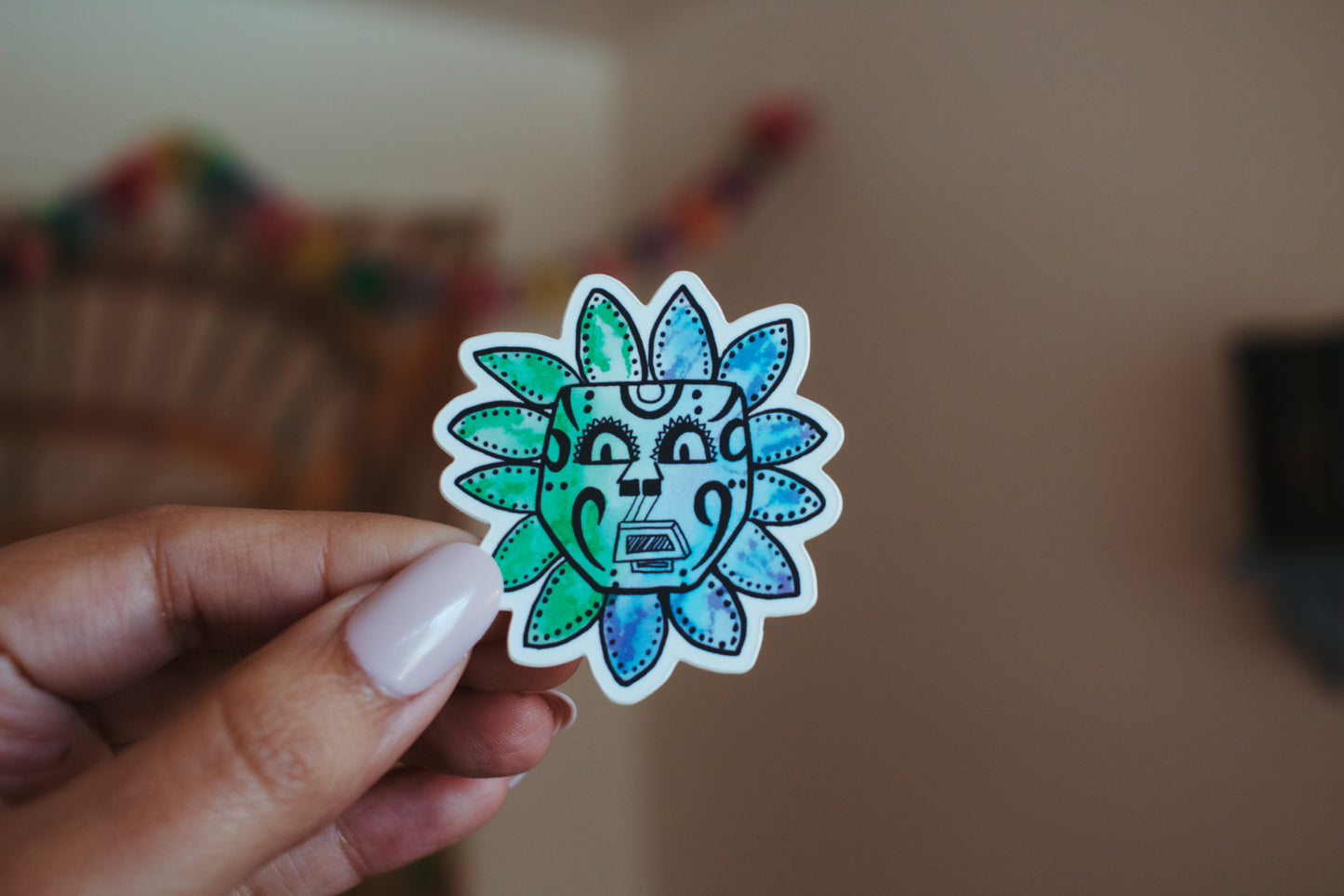 Mexica Mask Illustration Sticker