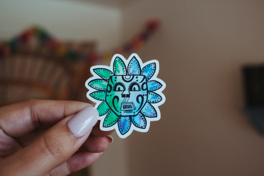 Mexica Mask Illustration Sticker