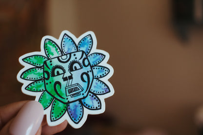 Mexica Mask Illustration Sticker